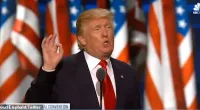 Donald Trump is seen in the clip at the Republican National Convention in July 2016, referencing the horror of the Pulse nightclub shooting the previous month and promising to protect the LGBTQ population