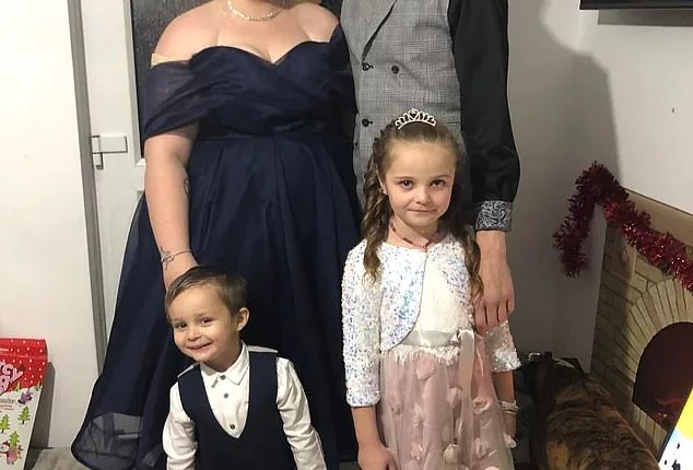 Gemma Germeney (left), 31, her daughter Lilly Peden (bottom right), eight, and her son Oliver Peden (bottom left), four, were all fatally injured in the fire. The man believed to be her partner, Scott Peden (back right) is fighting for his life