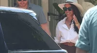 The Duke and Duchess of Sussex were all smiles during their first public outing since their eviction from Frogmore Cottage. The couple are pictured on Friday in Santa Barbara, California