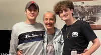 Caleb Pace, 20, whose heart went into fibrillation causing him to stop breathing at a Gold Coast sports ground, may have had a hereditary heart condition. He died on June 23. Pictured (from left), Caleb Pace