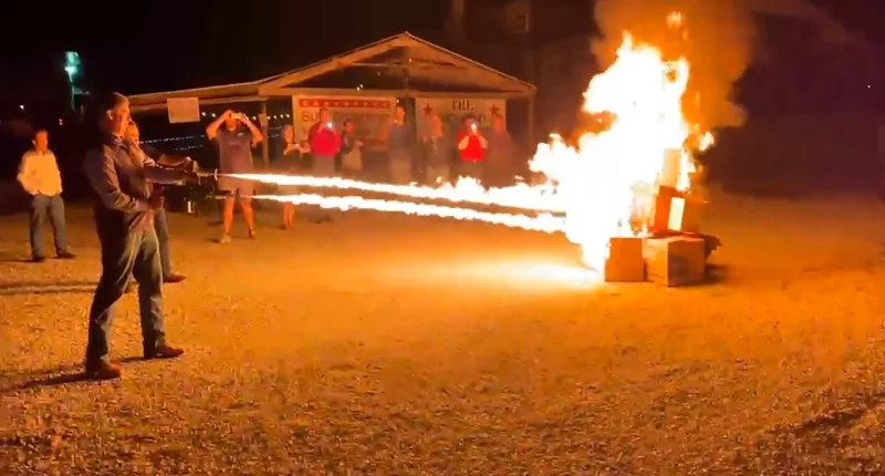 A flamethrower and comments about book burning ignite a political firestorm in Missouri