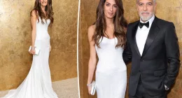 Amal Clooney shimmers in white Versace dress at the Clooney Foundation's Albie Awards