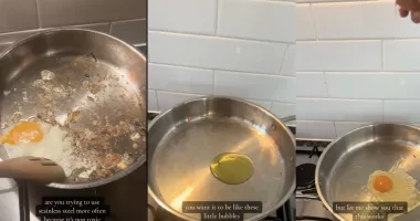 Creator shares tutorial on how to properly use stainless steel pans