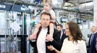 Hungarian President Katalin Novak and founder and CEO of Tesla, Inc. Elon Musk tour the recently inaugurated Tesla plant Gigafactory Texas in Austin, Texas, USA, 25 September 2023