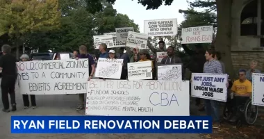 Evanston protest today: Neighbors voice opposition to Ryan Field renovation plan for Northwestern football stadium