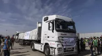 Aid trucks were allowed through the Rafah crossing for the first time today