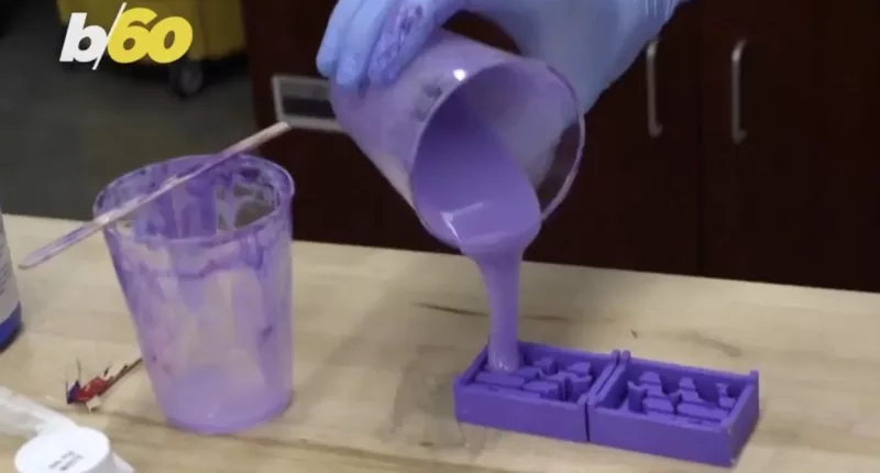 The robot was made out of a silicone mold