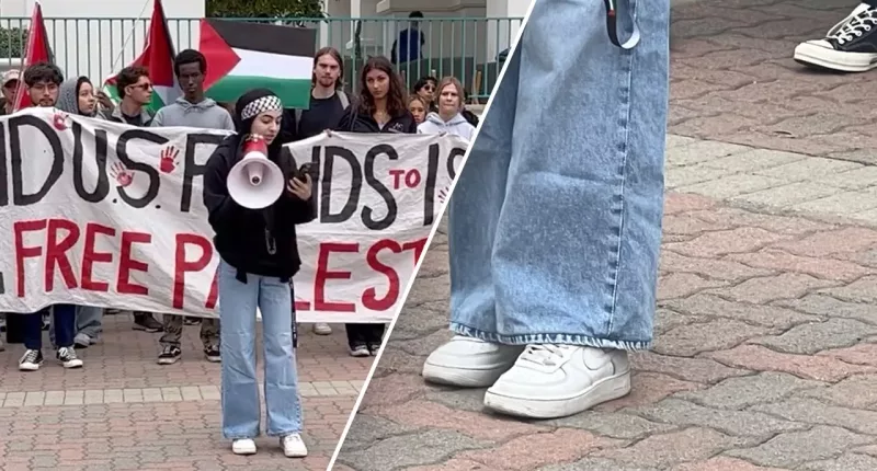 Anti-Israel protester calls for Nike boycott, but her sneakers tell a different tale