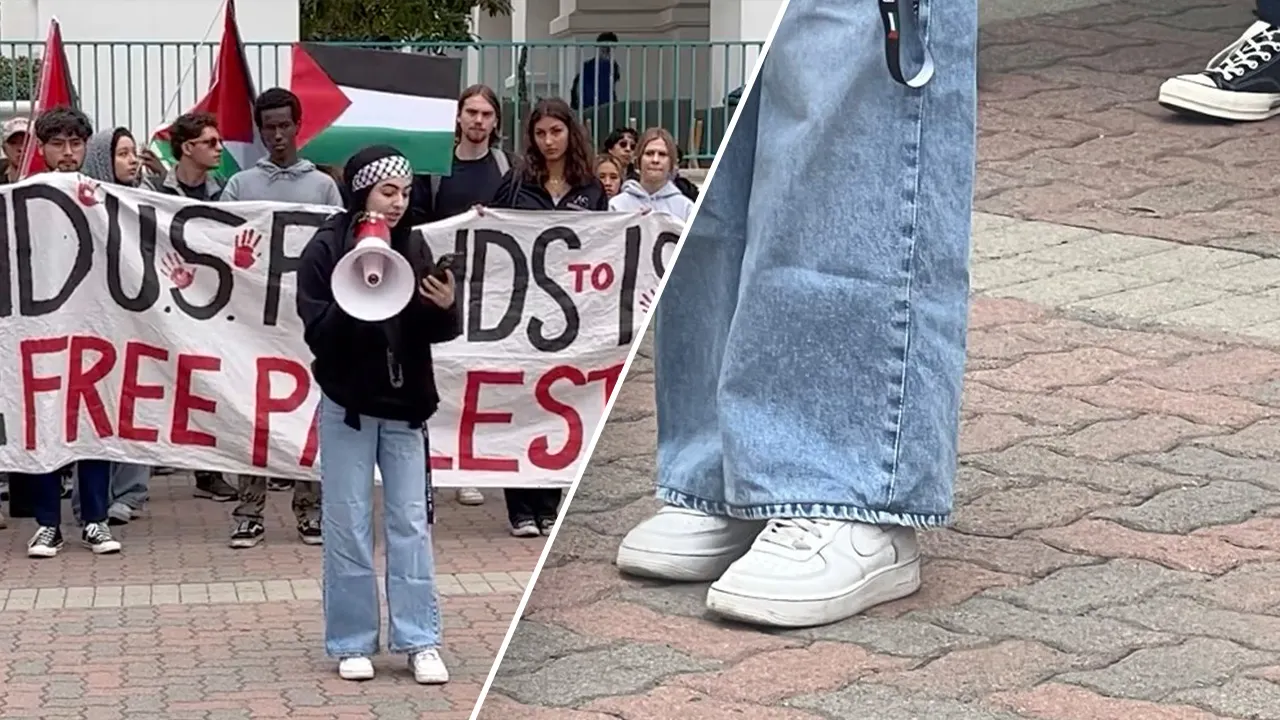 Anti-Israel protester calls for Nike boycott, but her sneakers tell a different tale