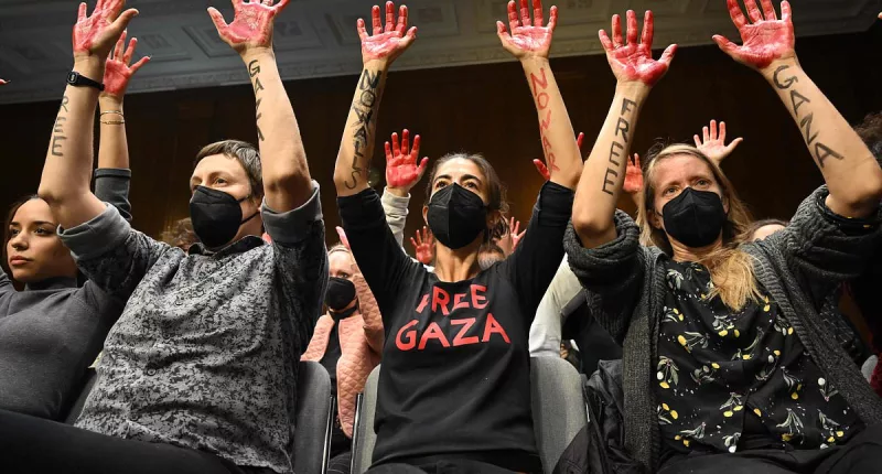 Antony Blinken and Lloyd Austin hearing interrupted by Gaza protesters