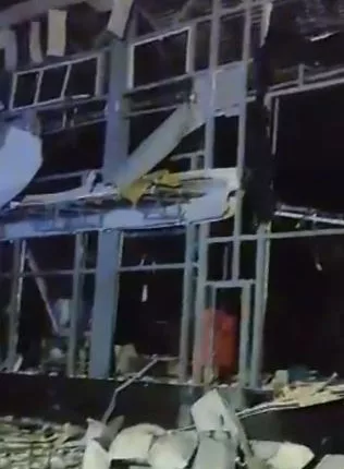 Footage shows the windows blown out of the warehouse