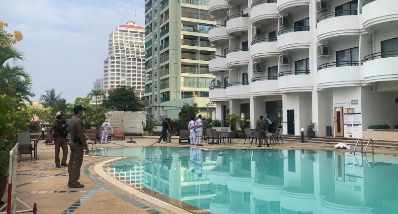 The 89-year-old was found dead next to the swimming pool this morning