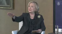 Clinton blasts protestor demanding she denounce Biden's Israel funding