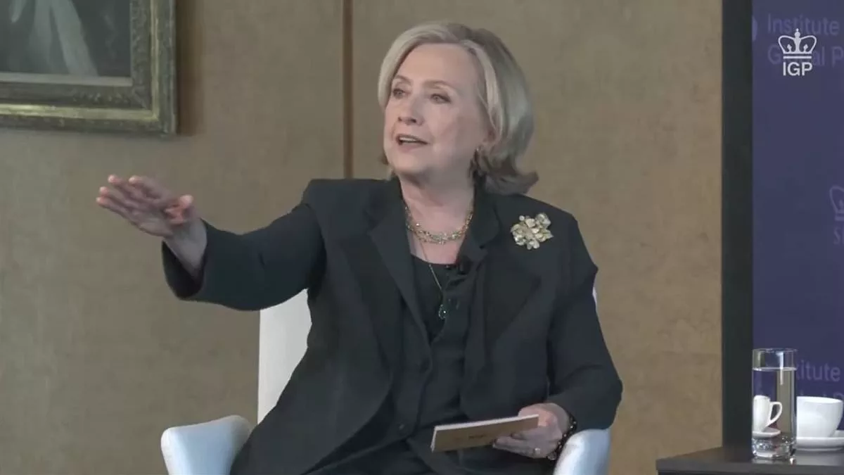 Clinton blasts protestor demanding she denounce Biden's Israel funding