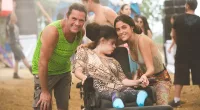 Rut Perez with her father and sister, Yamit, at the Supernova festival last weekend