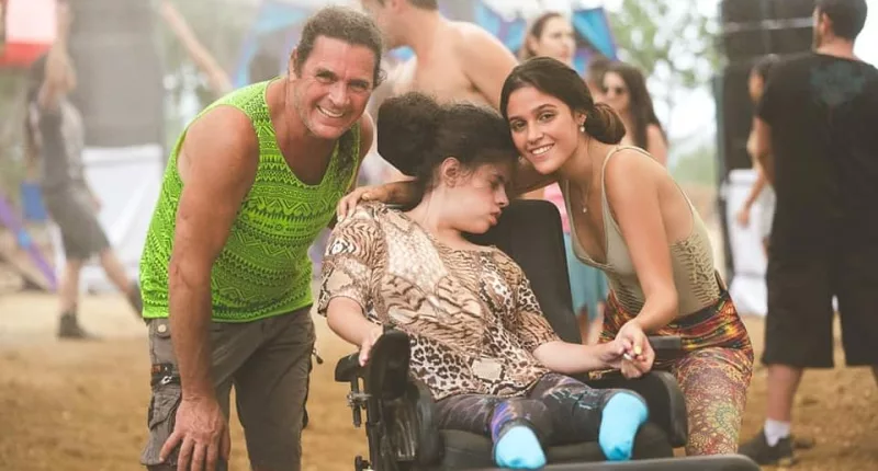 Rut Perez with her father and sister, Yamit, at the Supernova festival last weekend