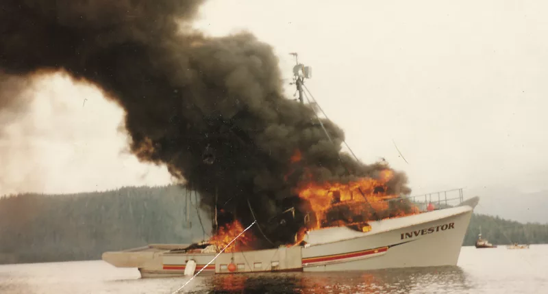 In September 1982, the burning wreckage of a fishing boat was found in Craig, Alaska