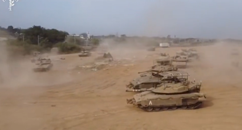 The IDF shared footage of tanks massing the morning after the assault