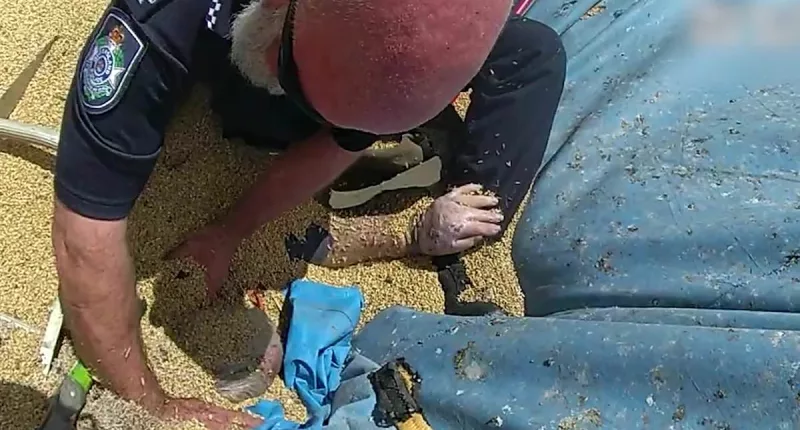 Dramatic video of moment cops rescued a farmer who was suffocating