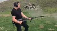 Elon Musk is seen firing a .50 caliber Barrett rifle in a video posted to X last week