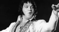 Elvis Presley performs in concert in 1977.