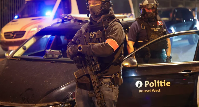 Police forces in Brussels after two people were killed