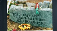 Closeup of stone emblazoned w.