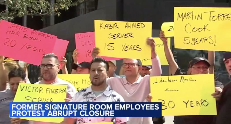 Workers protested after the restaurant shuttered its doors