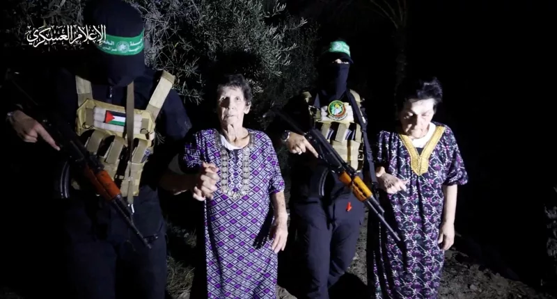 Hamas militants released the elderly women on Monday evening
