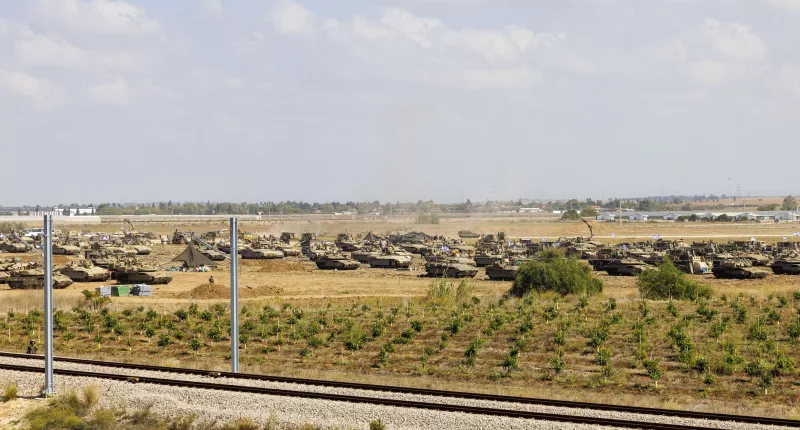Military build up at undisclosed location near the Israel Gaza border
