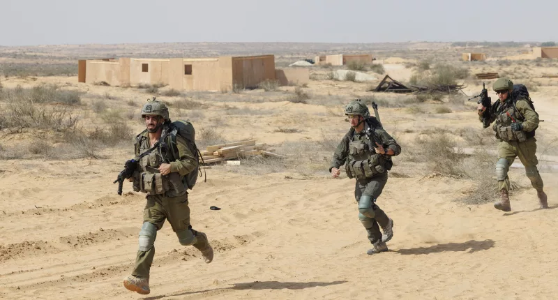 The Nahal Infantry brigade taking part in live firing exercises at their secret desert base 20 miles from Gaza