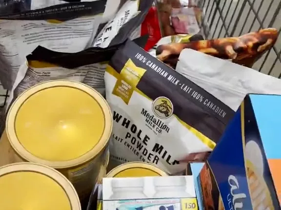 The user left two items off her large receipt and paid for those items separately