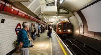 A Central Line train arrives at Bond Street, where a tube driver shouted  anti-Israel chants over the train's tannoy (file picture)