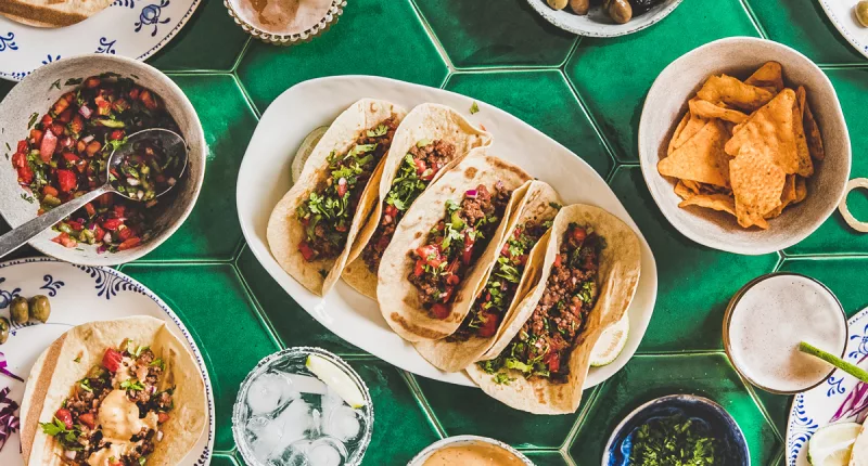 healthy mexican food flat lay