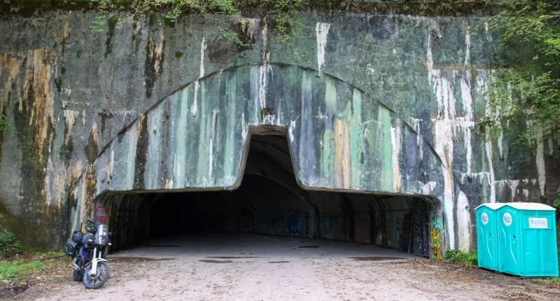 The eerie entrance is seemingly frozen in time