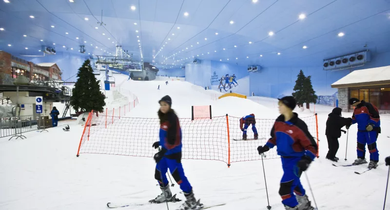 The world's biggest indoor ski slope is located in the desert