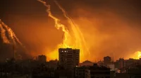 Smoke rises in different regions of Gaza as Israelis conduct the most intense air attacks on the 21st day in Gaza Strip