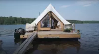 JoJo and Norah travel to different places each day in their floating tent