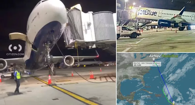 JetBlue passengers terrified when plane nose tilts on tarmac