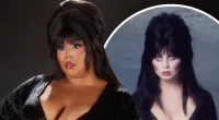 Lizzo takes the plunge in Elvira costume for Halloween house party