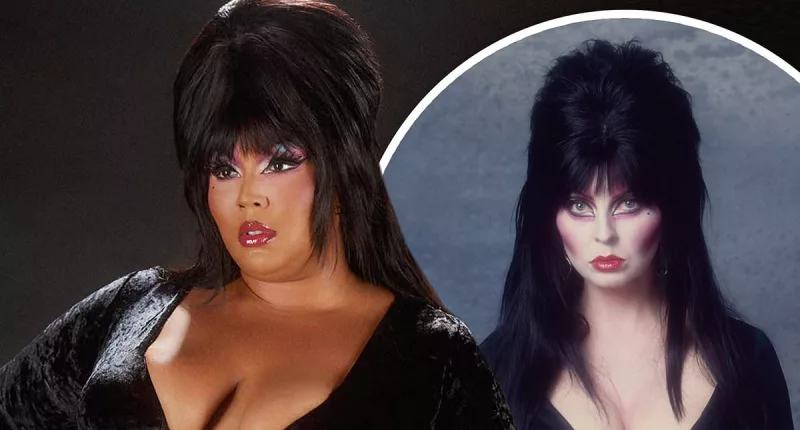 Lizzo takes the plunge in Elvira costume for Halloween house party