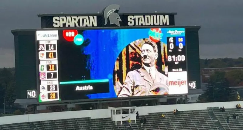 Michigan State shows Adolf Hitler's image ahead of game