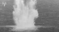 Moment IDF bombs team of Hamas divers trying to infiltrate Israel