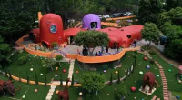 A view of Florence Fang's so-called Flintstones House