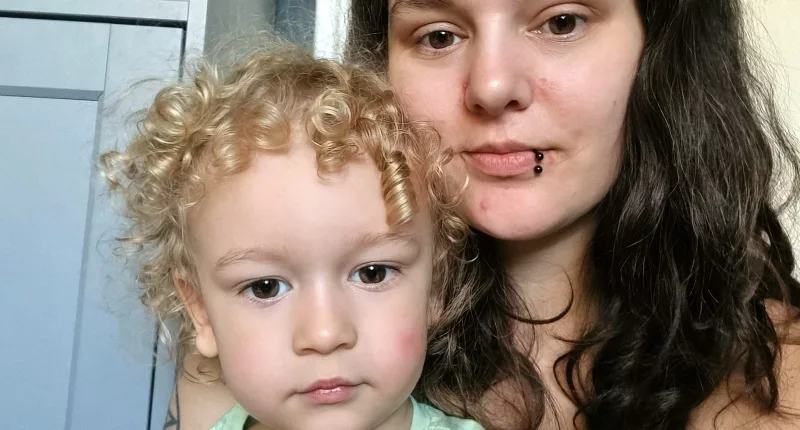 Antonia Selby, 28, with young Odin