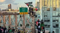 Pro-Palestinian protesters scale part of Brooklyn Bridge, force shutdown of iconic NYC artery