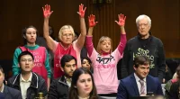 Protesters interrupt Senate aid hearing demanding ‘cease-fire now’