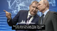 Dmitry Rogozin - who was heard discussing the diabolical plot on the leaked calls - pictured with Vladimir Putin