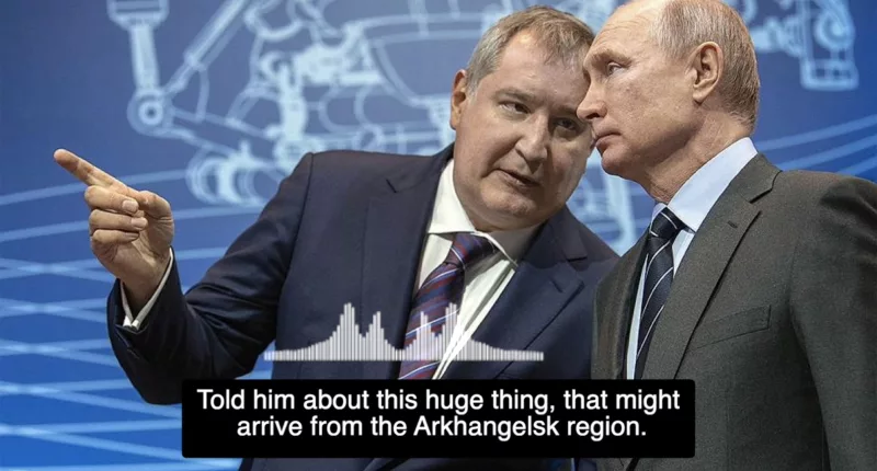 Dmitry Rogozin - who was heard discussing the diabolical plot on the leaked calls - pictured with Vladimir Putin