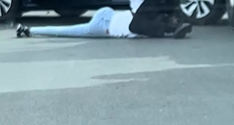 Shocking moment female 'burglar' is punched to ground by male cop
